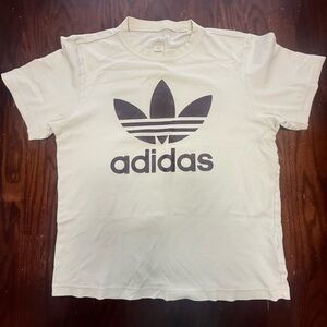 Vintage Adidas Originals Cream/Burgundy Logo T-shirt